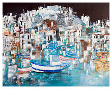harbour-Boat  Acrylic & Mixed Media 15 x 20 in