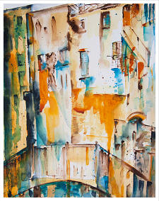 Venetian Backwater Watercolour 19'' x 15''