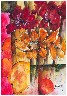 ''Hot Amaryllis'' Watercolour 