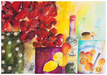 ''Wine & Fruit'' Watercolour  