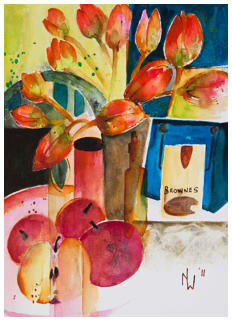 Tulips Rouge Watercolour  