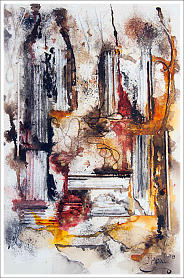 Holy-Decay Collage & Watercolour inks 23 x 15 in