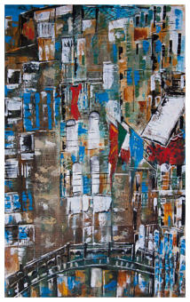 Venice Abstract Acrylic-Collage 21'' x 13''